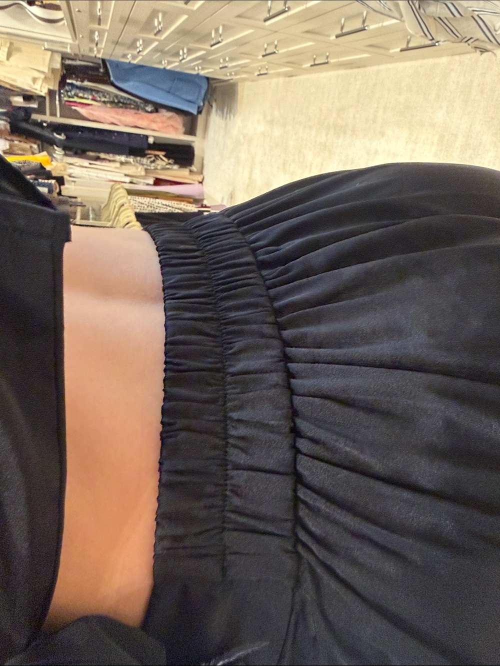 NADINE MERABI Black Feather Trim Pajama-Style Pantsuit - Picture 6 of 6
